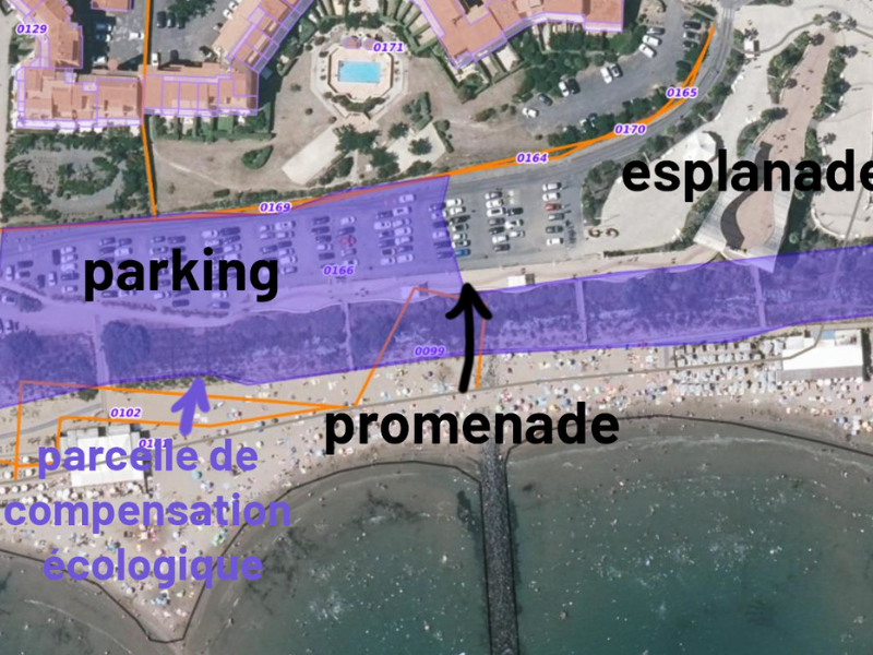 Démolition de la promenade et du parking de Vias plage